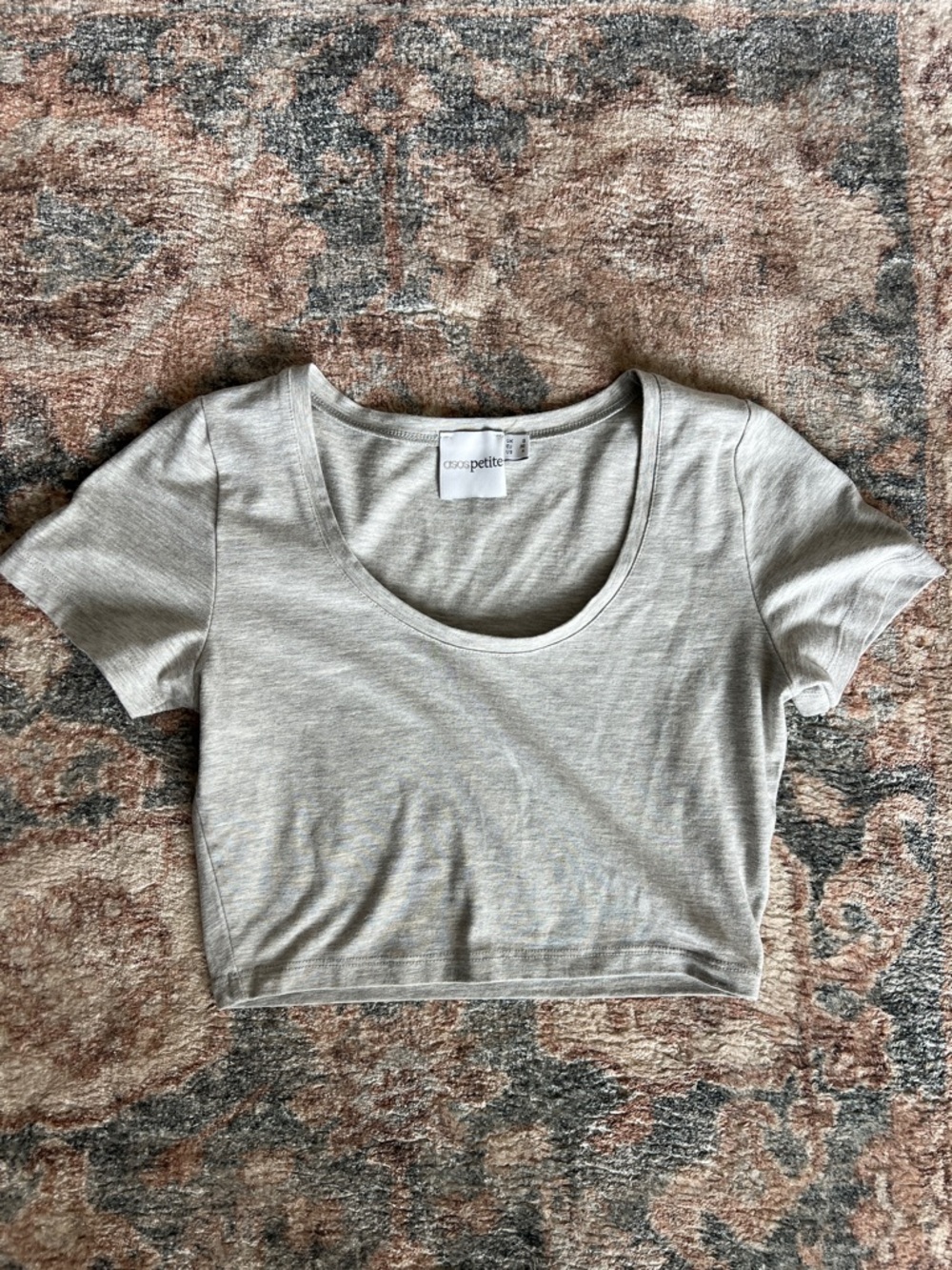 ASOS Petite Light Gray Scoop Neck Crop Top